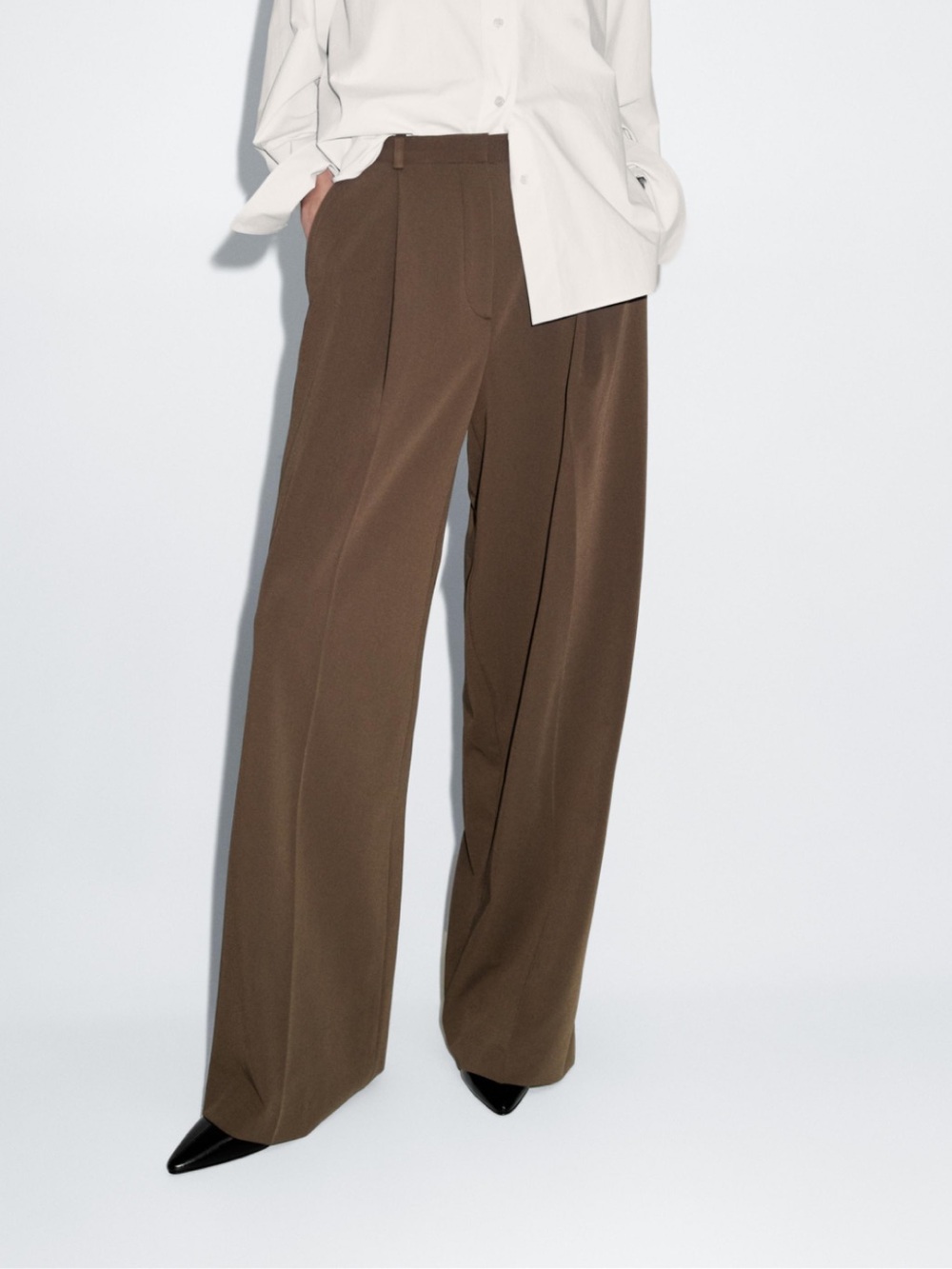 Massimo Dutti NWT wide leg trousers brown 5020/520